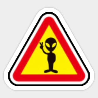 Aliens UFO Crossing Sticker